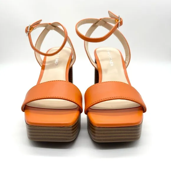 Marc Fisher Women's Orange Block Heel Ankle Strap Dress Sandals 6