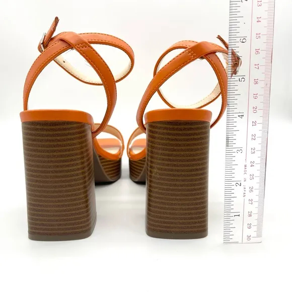 Marc Fisher Women's Orange Block Heel Ankle Strap Dress Sandals 6