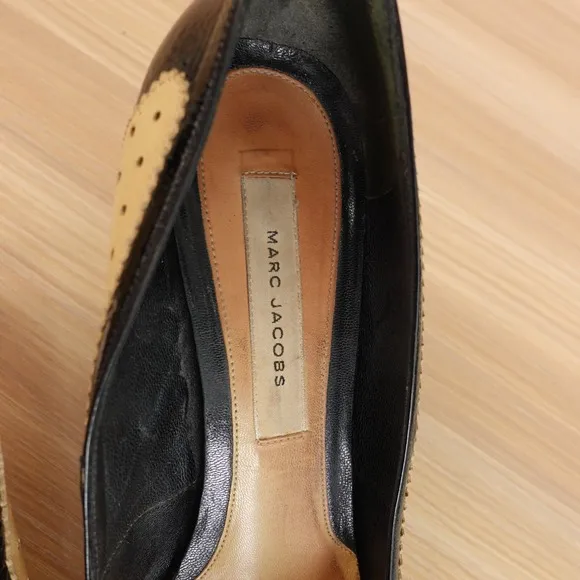 MARC JACOBS Shoes 38.5 Pump Heels Leather Oxford 7.5 Y2K Preppy Two Tone ITALY