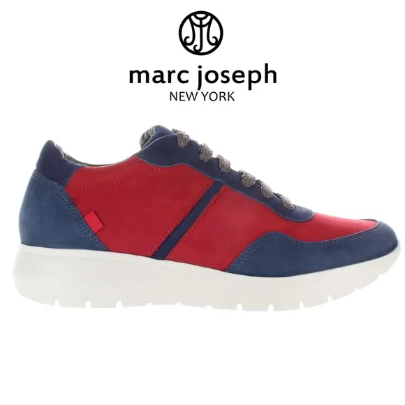 Marc Joseph Womens Gramercy Blue Red Leather Suede Nubuck Fashion Sneaker 10