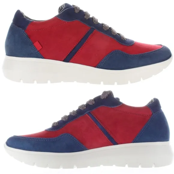 Marc Joseph Womens Gramercy Blue Red Leather Suede Nubuck Fashion Sneaker 10