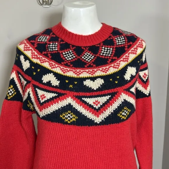 Marine Layer Fair Isle Sweater Red Alpine Archive Wool Alpaca Outdoor Sz XS NEW