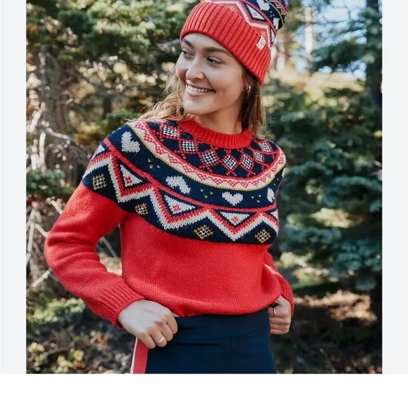 Marine Layer Fair Isle Sweater Red Alpine Archive Wool Alpaca Outdoor Sz XS NEW