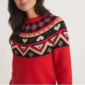 Marine Layer Fair Isle Sweater Red Alpine Archive Wool Alpaca Outdoor Sz XS NEW