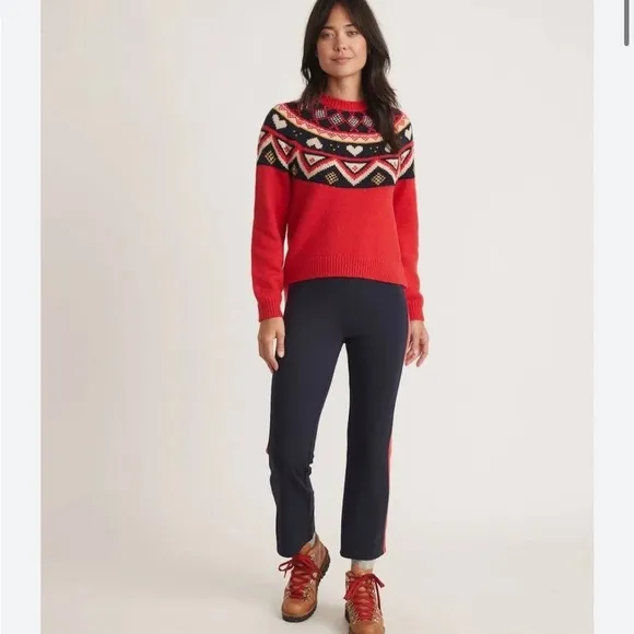 Marine Layer Fair Isle Sweater Red Alpine Archive Wool Alpaca Outdoor Sz XS NEW