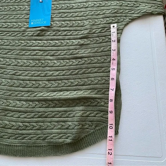 MARKET &amp; SPRUCE Reviera Cable KnitDolman Sleeve Sweater Olive Green siz…