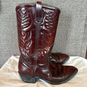 Mason Vintage Brown Red Leather Western Boots Size 8.5‎ D Pull On Work Cowboy