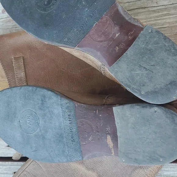 Massimo Dutti Womens Western Bohemian Tall Booties Leather shoes sz 38 US 8