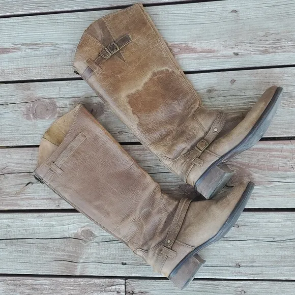 Massimo Dutti Womens Western Bohemian Tall Booties Leather shoes sz 38 US 8