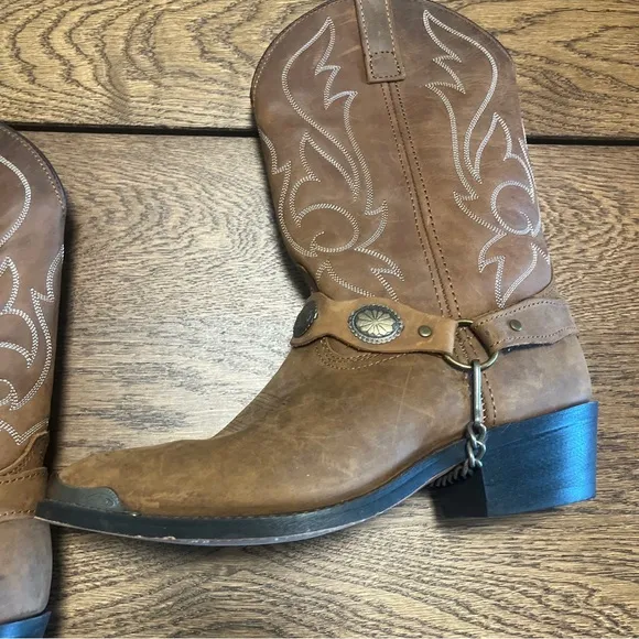 Masterson Boot Co. Brown Leather Embroidered Cowboy Western Boots Men 9.5D