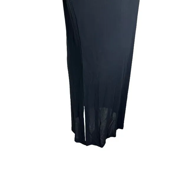 Max Mara Black Semi-Sheer Jersey Shift Dress Long Sleeve Size Medium Italy