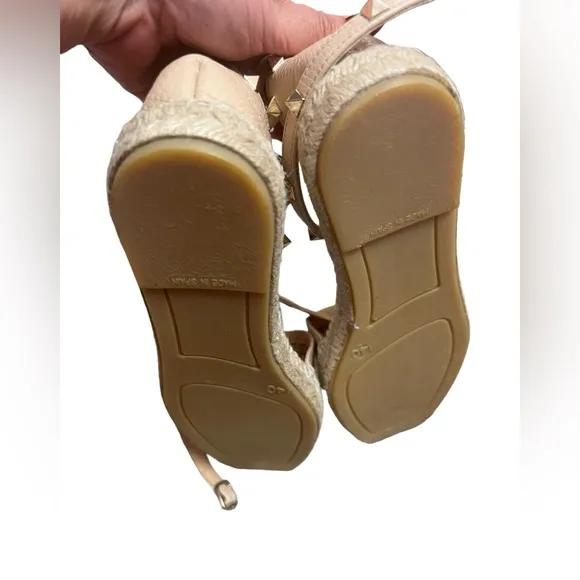 ✅Maypol Blush Leather Studded Espadrille Flat Sandal- NWOT