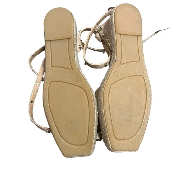✅Maypol Blush Leather Studded Espadrille Flat Sandal- NWOT