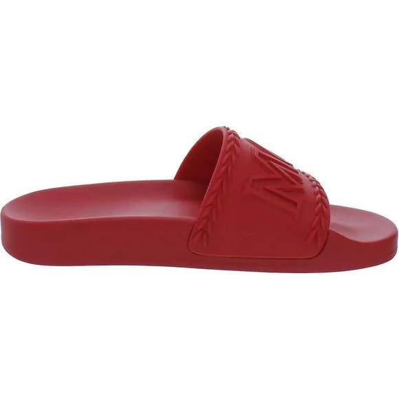 MCM Womens Red Slip On Slides Flat Flatform Sandals Shoes New