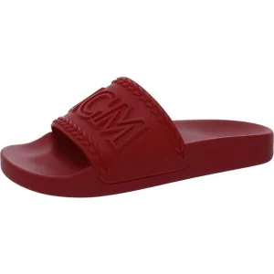 MCM Womens Red Slip On Slides Flat Flatform Sandals Shoes New