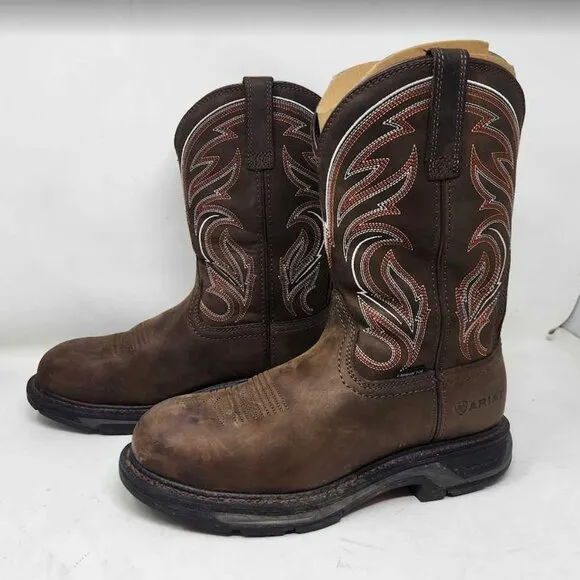 Men's 10 EE Ariat WorkHog XT Carbon Toe western work boots Distressed Brown Wide