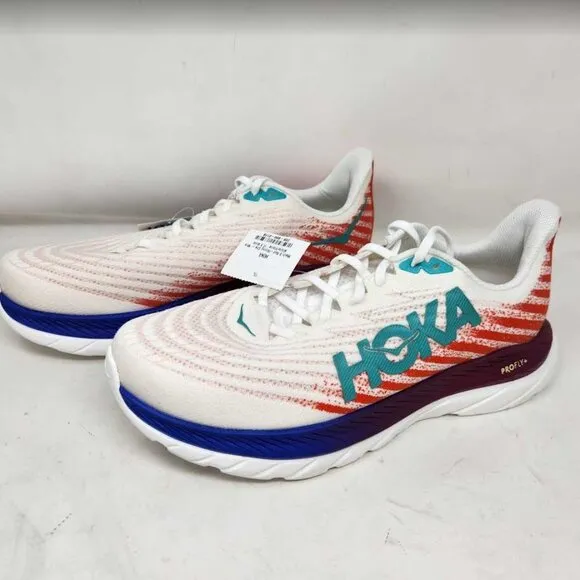 Men's 11.5 Wide Hoka Mach 5 road running sneakers White Flame 1136677 11.5W