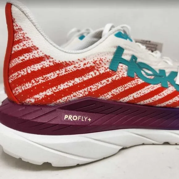 Men's 11.5 Wide Hoka Mach 5 road running sneakers White Flame 1136677 11.5W