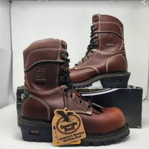Men's 8W Georgia Boot Amp LT 9&quot; Logger comp toe waterproof work boots GB00236