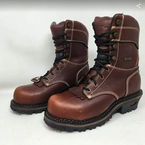 Men's 8W Georgia Boot Amp LT 9&quot; Logger comp toe waterproof work boots GB00236
