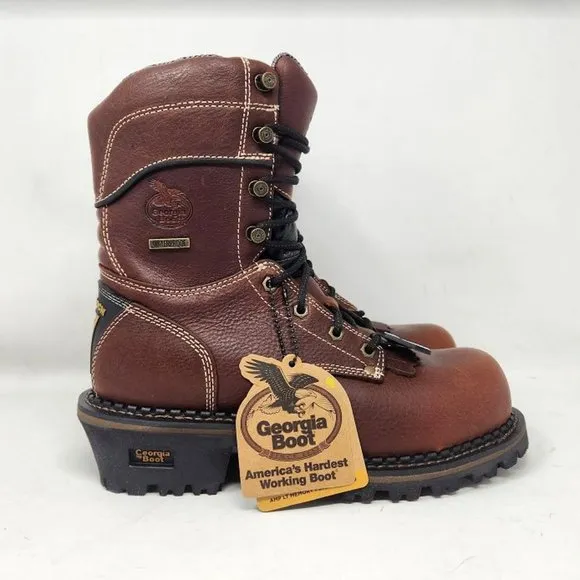 Men's 8W Georgia Boot Amp LT 9&quot; Logger comp toe waterproof work boots GB00236