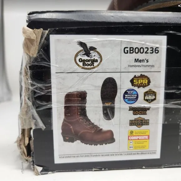 Men's 8W Georgia Boot Amp LT 9&quot; Logger comp toe waterproof work boots GB00236