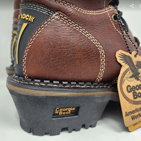 Men's 8W Georgia Boot Amp LT 9&quot; Logger comp toe waterproof work boots GB00236