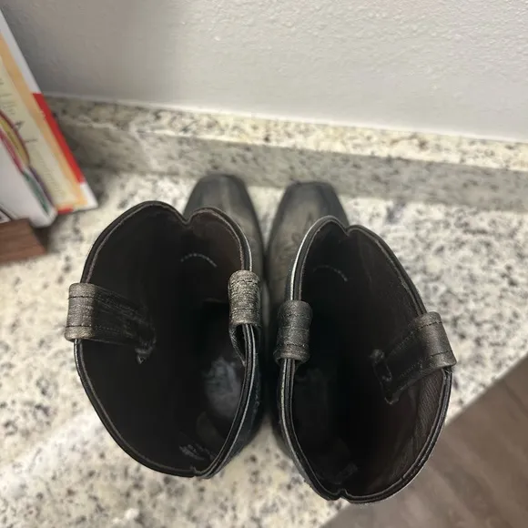 Men's Black and Grey Cowboy Boots