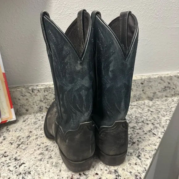 Men's Black and Grey Cowboy Boots