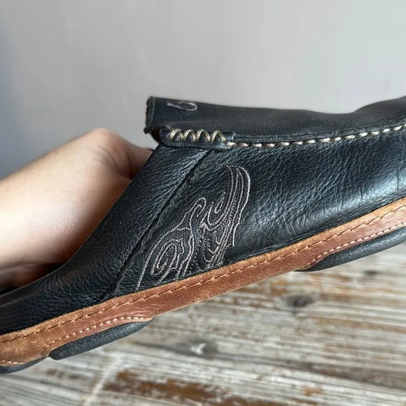 Men's Black Leather Slip-On Shoes