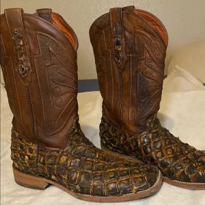 Men's Brown Western Boots Pirarucu semi new I only use them once