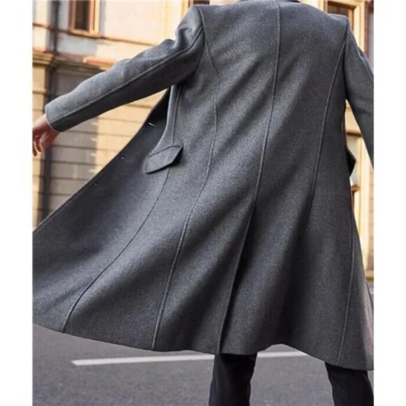 Men's Casual Trench Coat Slim Fit Grey