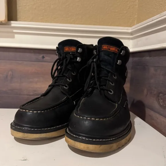 Mens Harley Davidson Beau 6-Inch Black Leather Boots D93135 Size 13 M Zipper