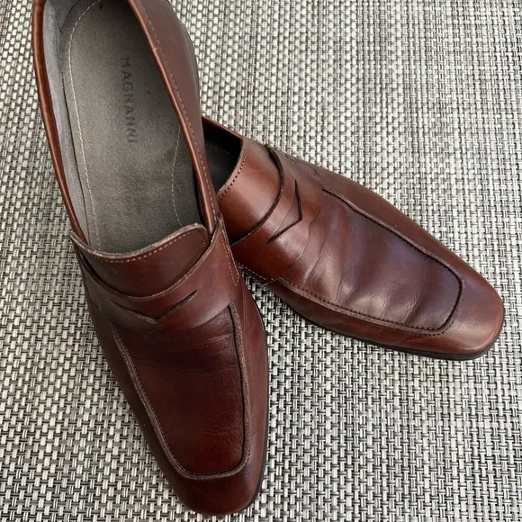 Men’s “Magnanni” Brown Leather Slip-On Shoes