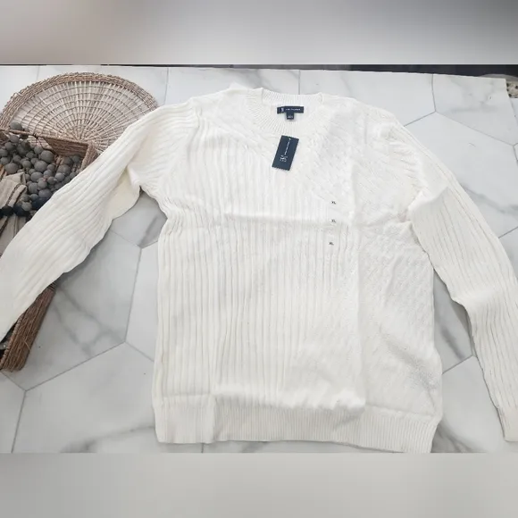 Men's  Mew With Tags I.N.C. Cream Pullover Ribbed  Sweater
