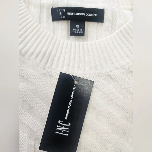 Men's  Mew With Tags I.N.C. Cream Pullover Ribbed  Sweater