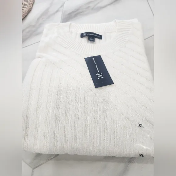 Men's  Mew With Tags I.N.C. Cream Pullover Ribbed  Sweater