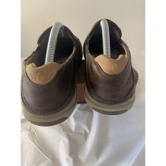 Men's Olukai Lae'ahi Lauhala Woven Leather Slip-On Shoes-Size 9M-Excellent Cond