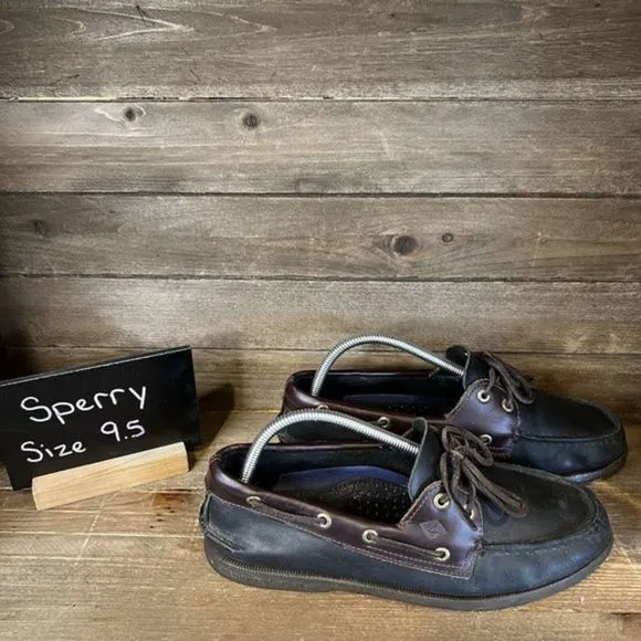 Mens Sperry Two-Eye 2 Tone Leather Deck Boat‎ Slip-On Shoes Loafers Size 9.5 M
