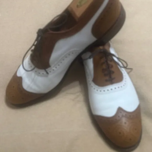 MENS TWO TONE BROWN AND WHITE ALLEN EDMONDS SHOES SIZE 12M GREAT CONDITION