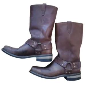 Mens Work Brown Leather Chemical and Oil Resistant Boots Size 8.5