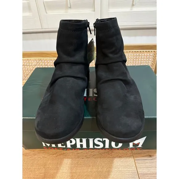Mephisto Braza Black Boots Bucksoft Size 6.5 NIB Shock Absorber Comfy Booties