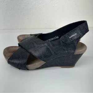 Mephisto Wide Strap Sandals Snake Python Slingback Belina Wedge Black 40 US 10