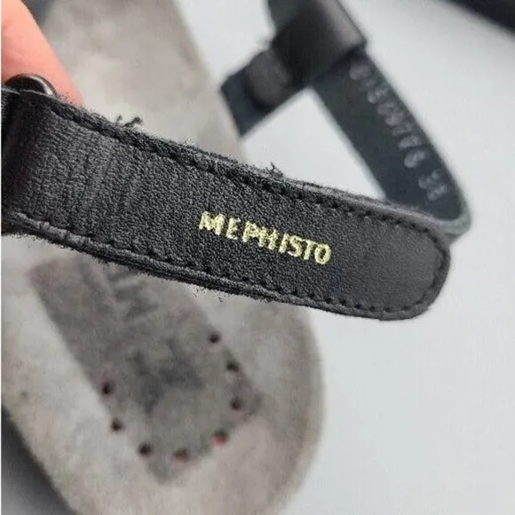 Mephisto Women sandals Shoes black Gold Leather adjustable straps sz 8 38