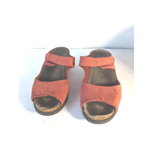 Mephisto Womens Sandals Red Brick Leather Straps 6.5 Shoes Adjustable Comfort 37