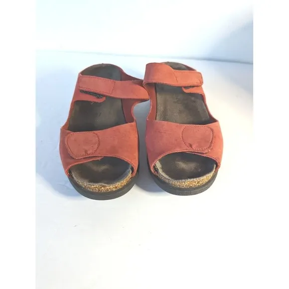Mephisto Womens Sandals Red Brick Leather Straps 6.5 Shoes Adjustable Comfort 37
