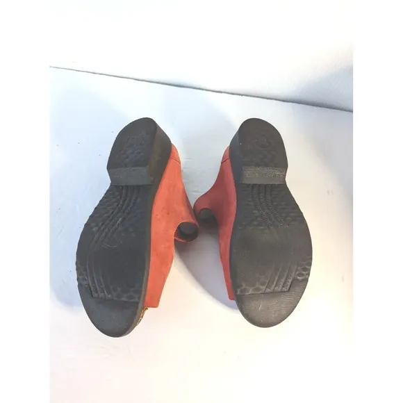 Mephisto Womens Sandals Red Brick Leather Straps 6.5 Shoes Adjustable Comfort 37