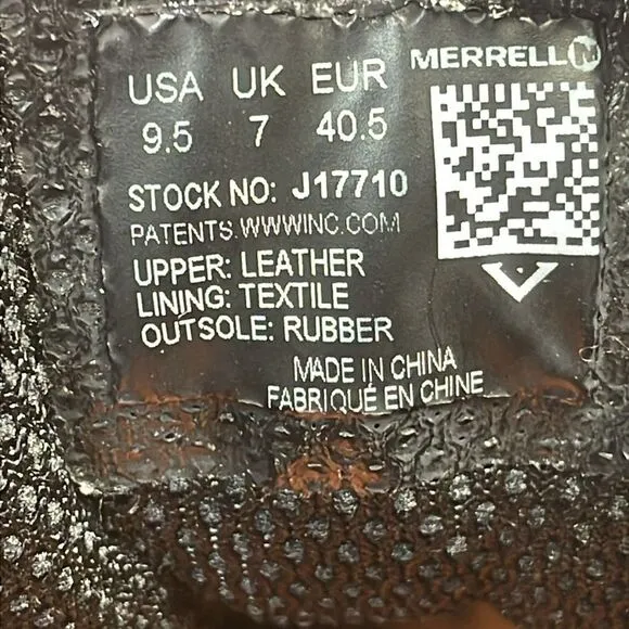 Merrell Moab 2 Tactical Black Leather Women’s Sz 9.5 Vibram Sole Low Lace Shoes
