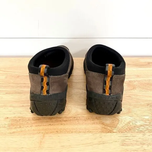 Merrell Suede Slip On Winter Mocs in Gunsmoke Brown Trail Shoes, Size 8.5