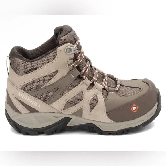Merrell Women's Siren Mid Waterproof Alloy Toe Work Boots at-Brindle/Boulder 8